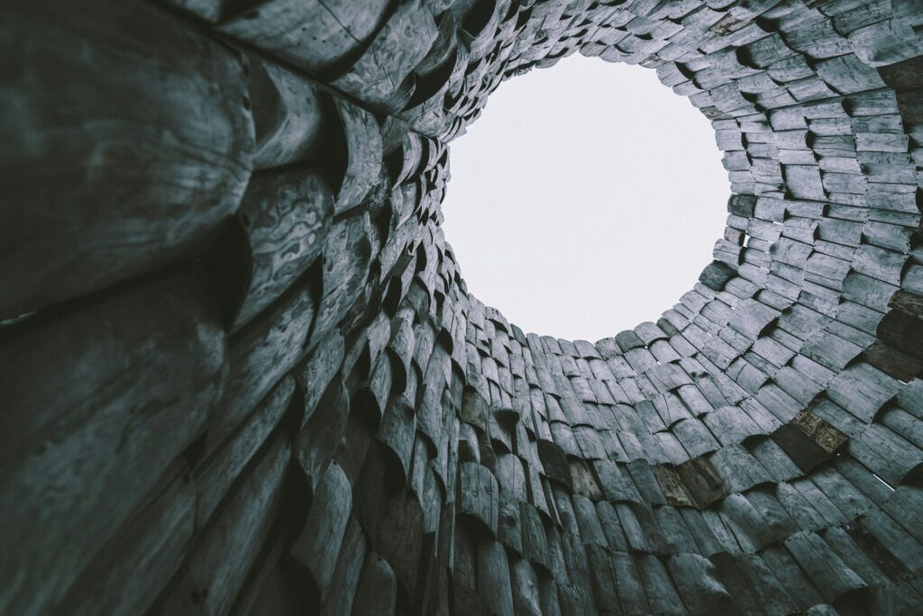 a round hole in a brick wall