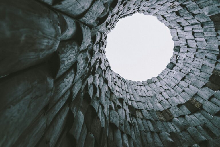 a round hole in a brick wall
